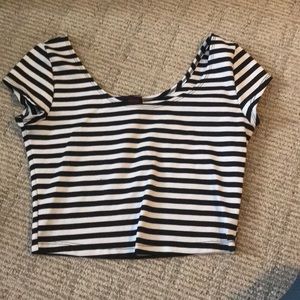 Black and white striped crop top